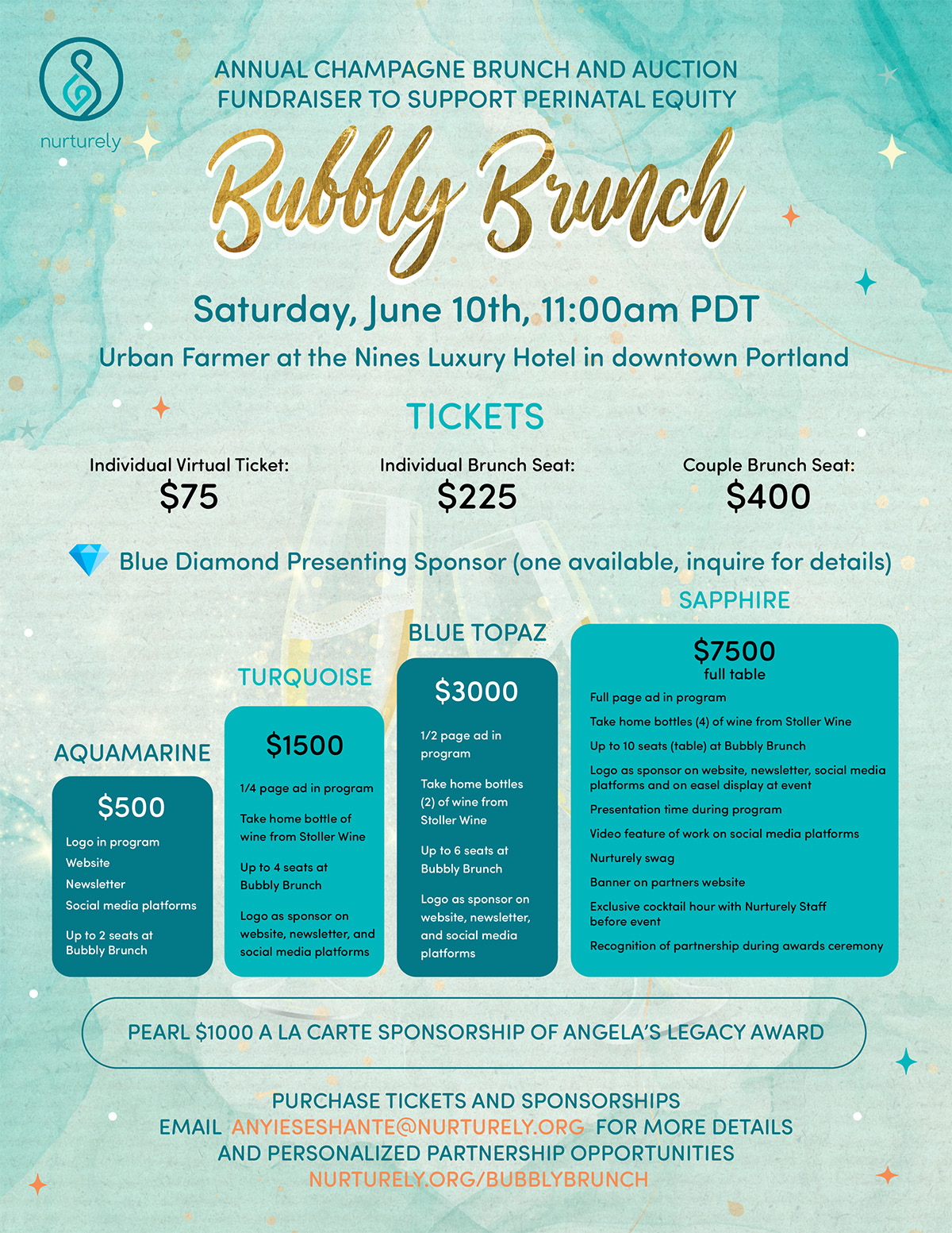 Bubbly Brunch Ticket Pricing details