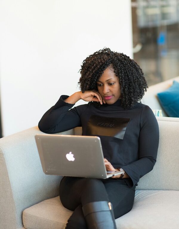 Woman working on laptop